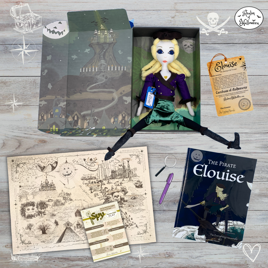 Handmade Heirloom Elouise Pirate Halloween Collectible Children's Fabric Luxury Toy Doll, Limited Edition