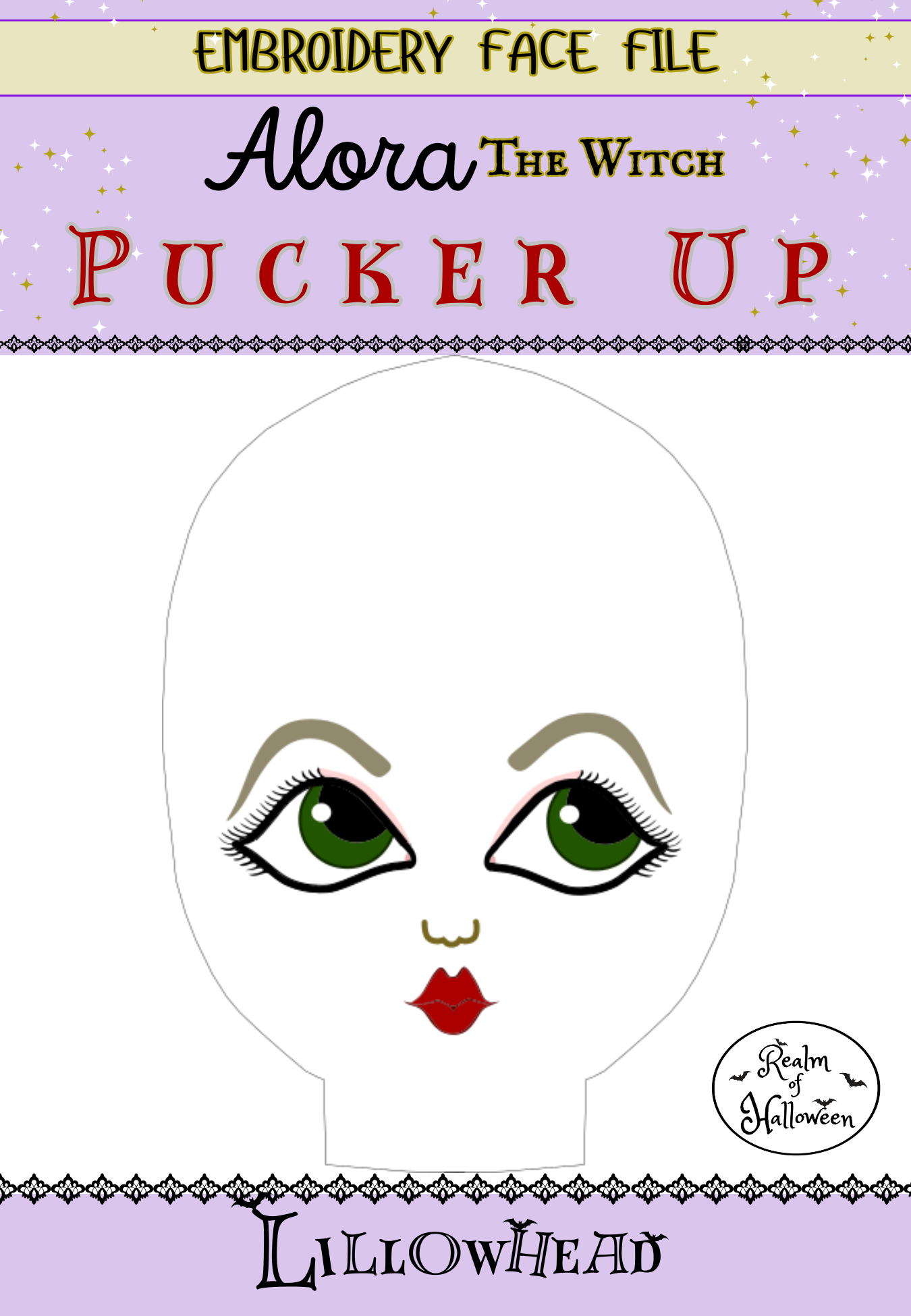 PUCKER UP: Alora Emotion Face Embroidery File
