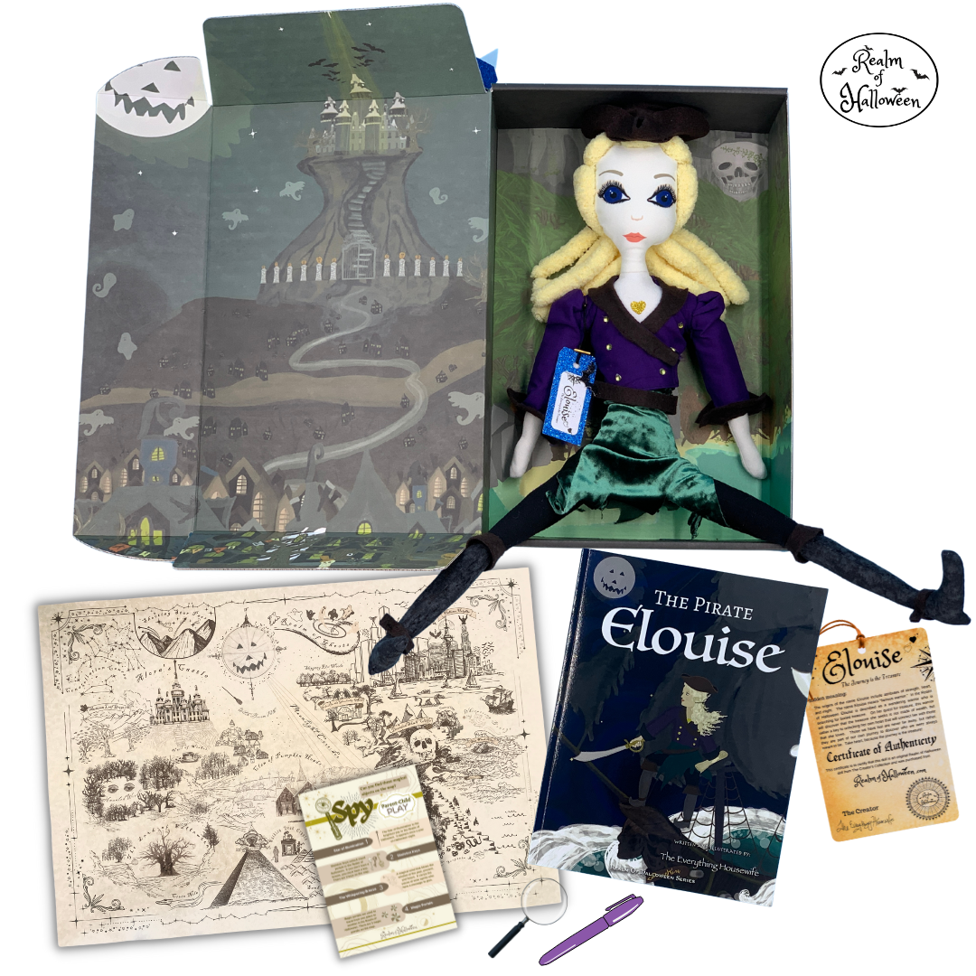 Handmade Heirloom Elouise Pirate Halloween Collectible Children's Fabric Luxury Toy Doll, Limited Edition
