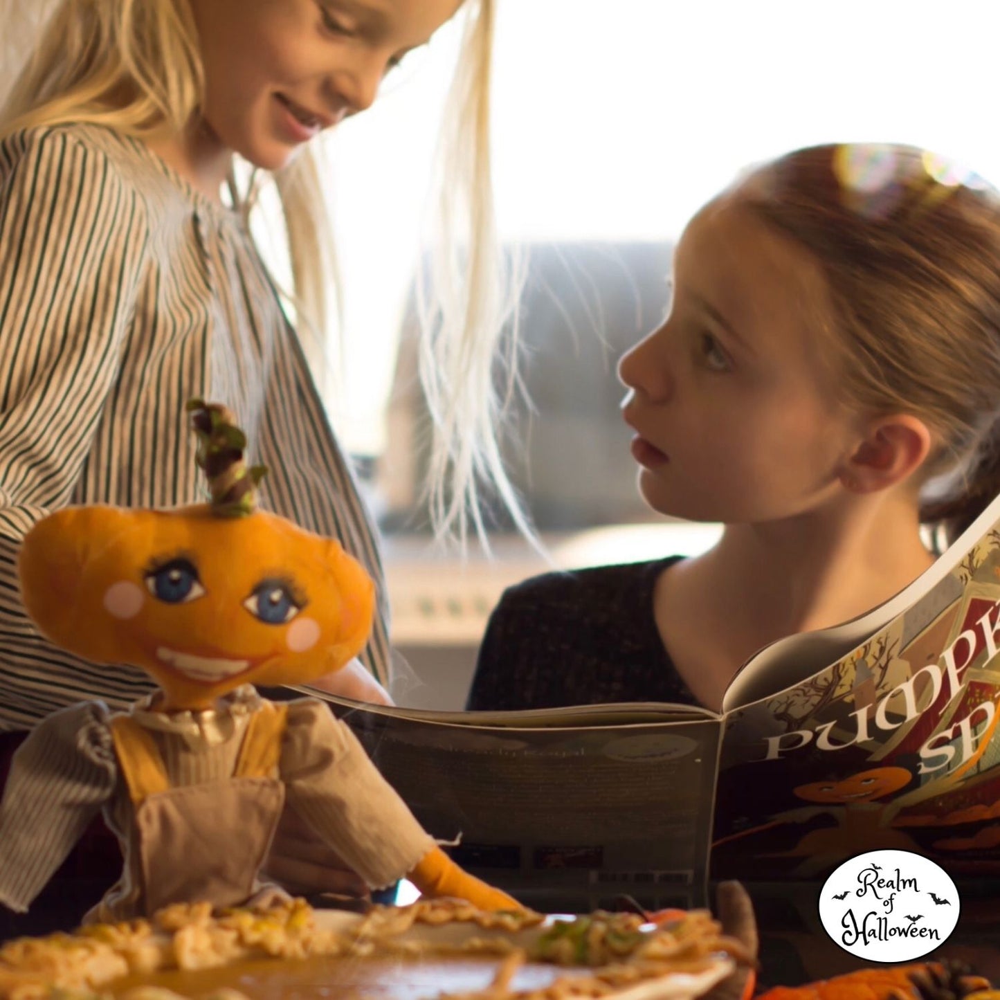 Handmade Heirloom Pumpkin Halloween Collectible Children's Fabric Luxury Toy Doll, Limited Edition