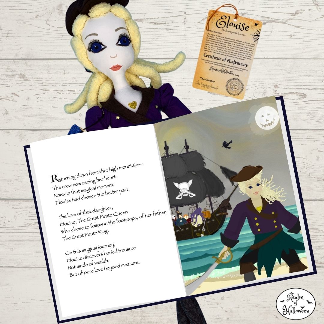 Handmade Heirloom Elouise Pirate Halloween Collectible Children's Fabric Luxury Toy Doll, Limited Edition