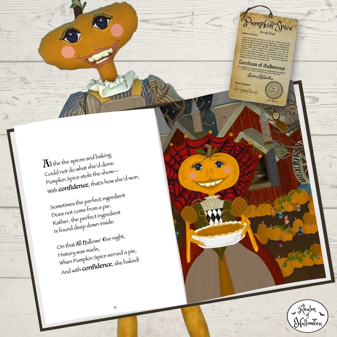 Handmade Heirloom Pumpkin Halloween Collectible Children's Fabric Luxury Toy Doll, Limited Edition