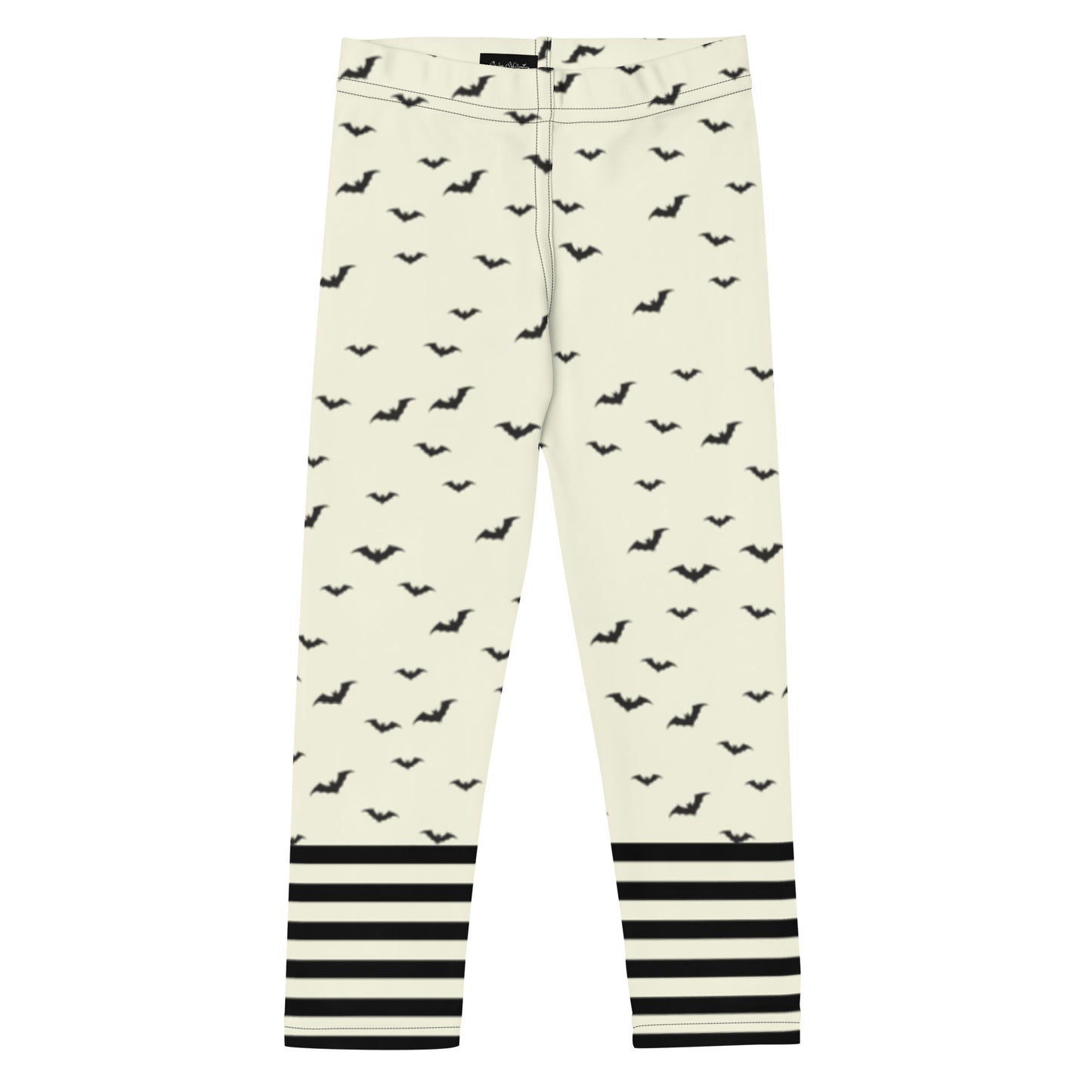 FLying Bat Children's Leggings Halloween cream and black striped