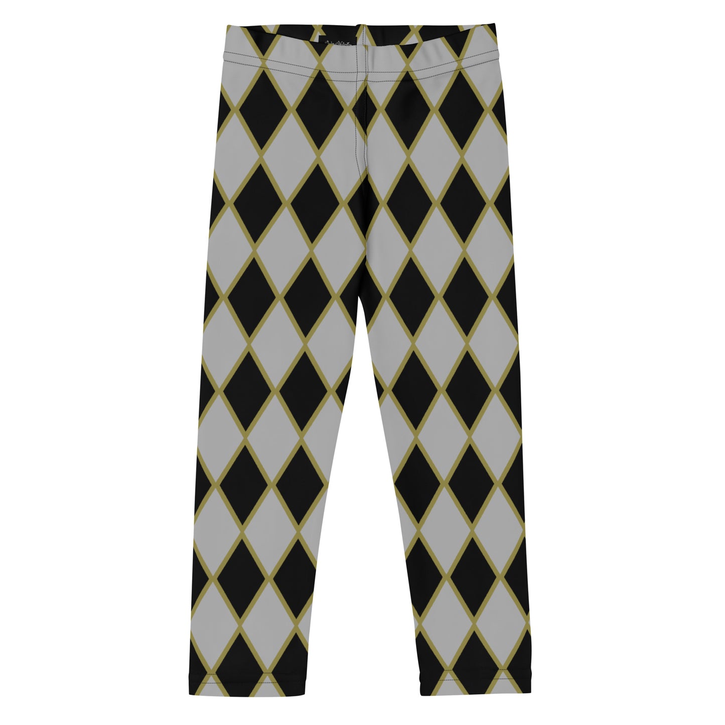 Harlequin gray and black pattern children's halloween leggings