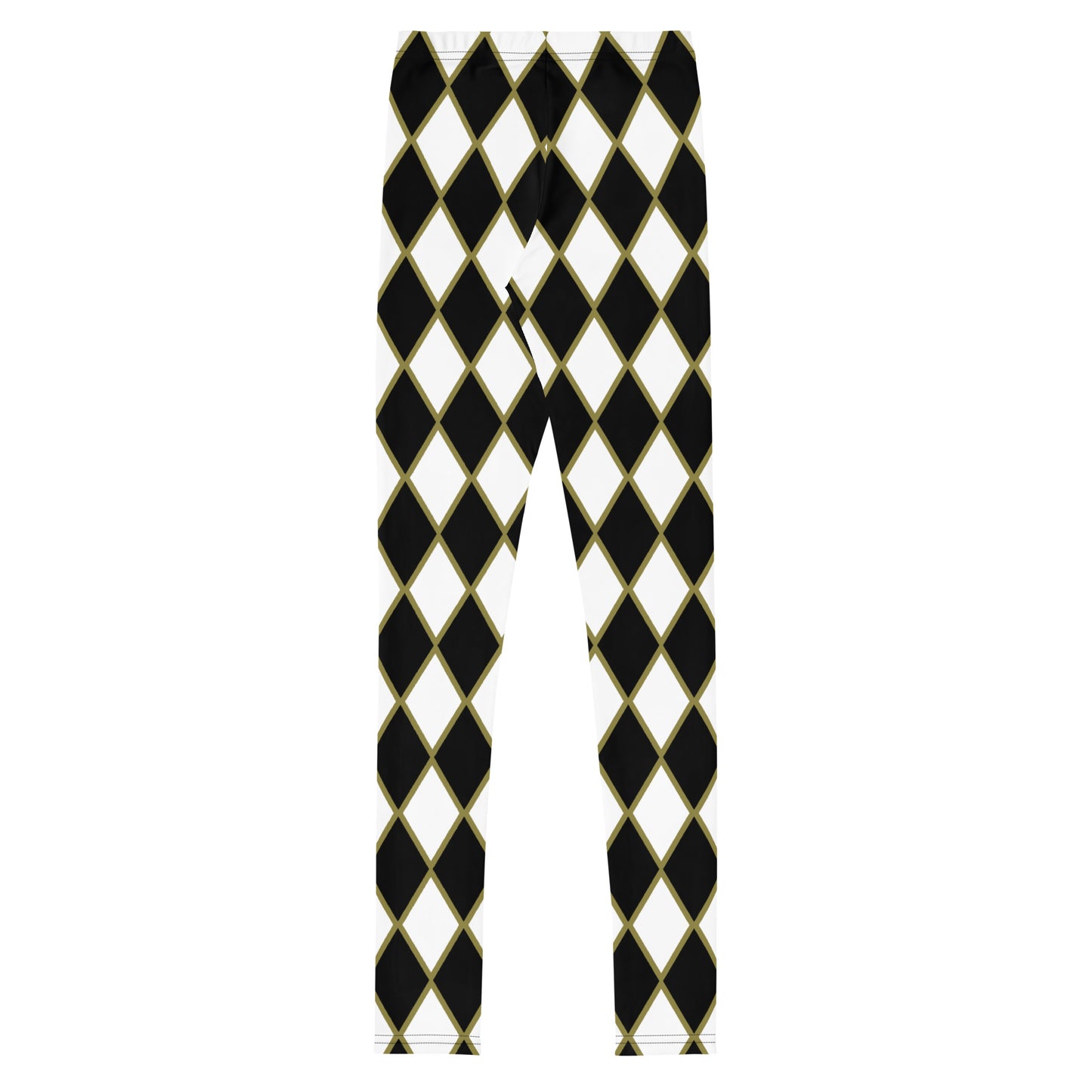 Harlequin, Black, White, and Caramel Youth Leggings, from the Already Royal Collection