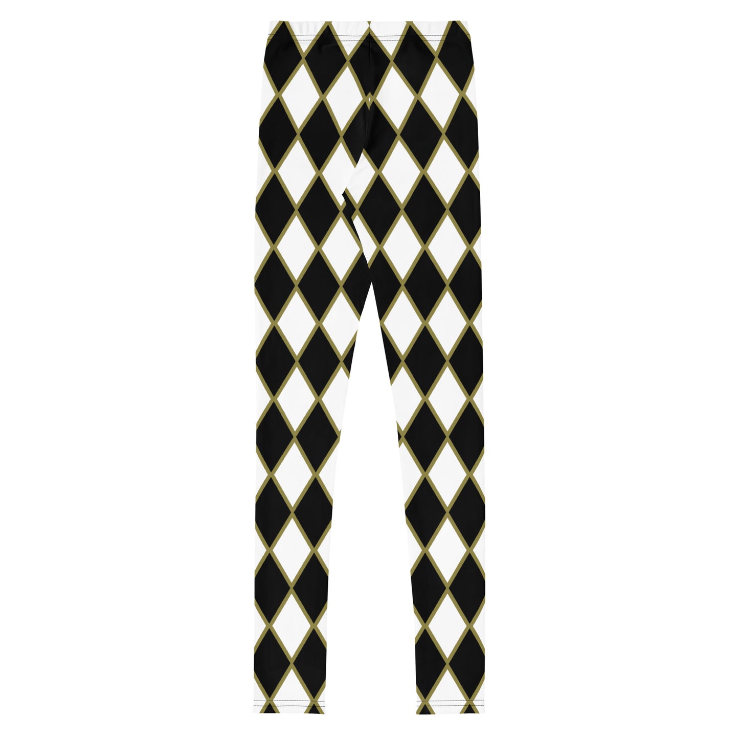 Harlequin, Black, White, and Caramel Youth Leggings, from the Already Royal Collection