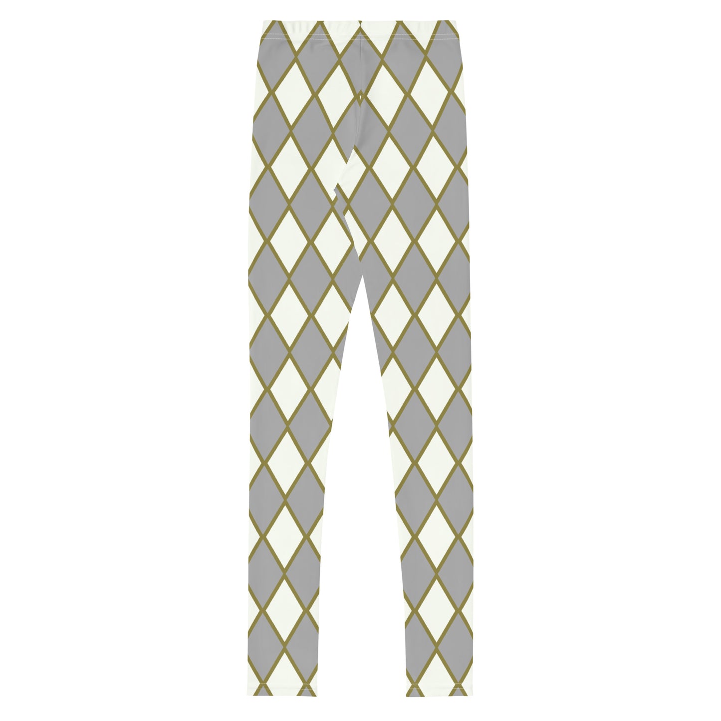 Harlequin, Cream, Grey, and Caramel YOUTH SIZE Leggings, from the Already Royal Collection