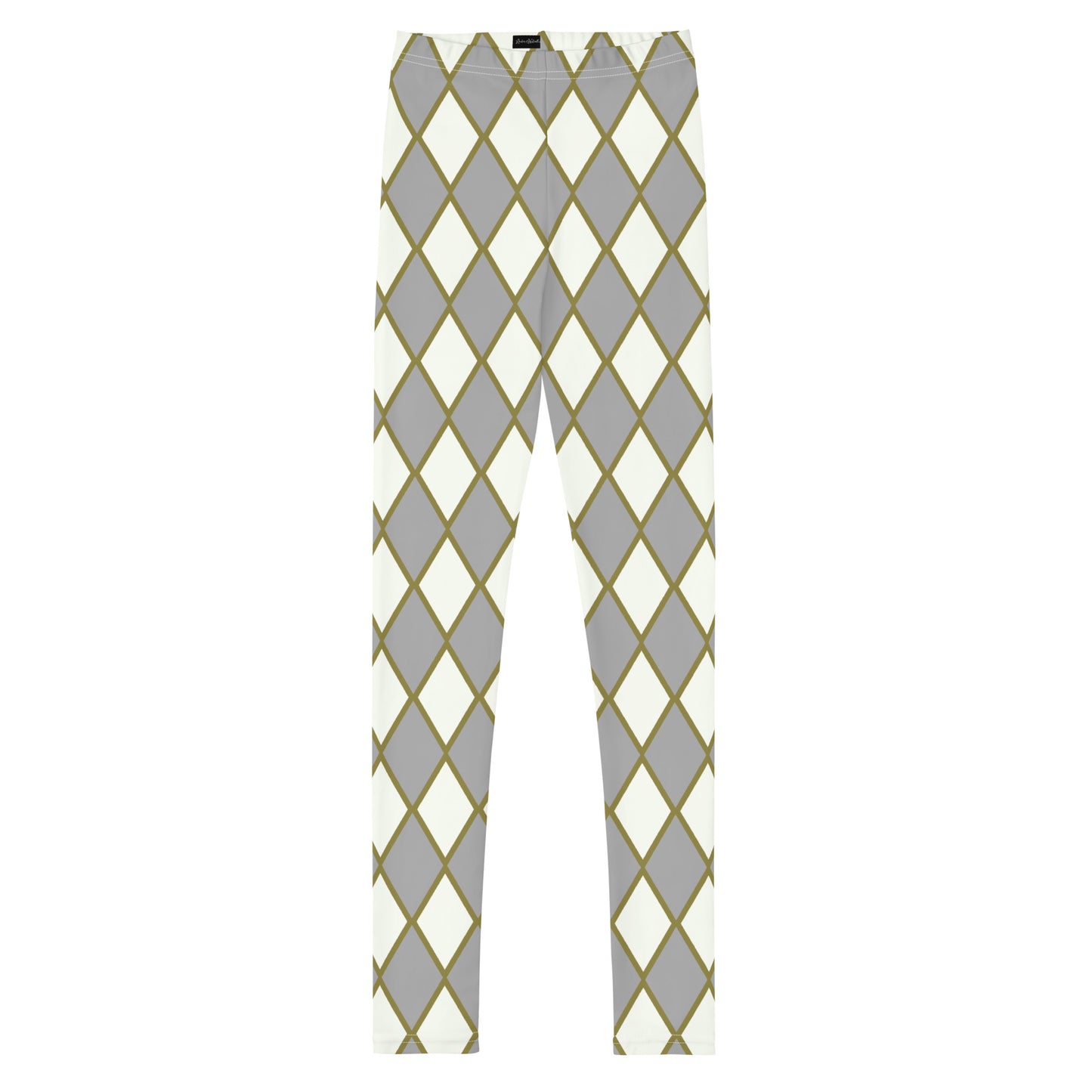Harlequin, Cream, Grey, and Caramel YOUTH SIZE Leggings, from the Already Royal Collection