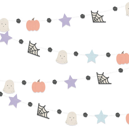 Cheerland Halloween Garlands Pastel Pumpkin Cute Ghost Banners Photo Booth Backdrop Decorations for Themed Birthday Halloween Party Supplies - Pack of 4