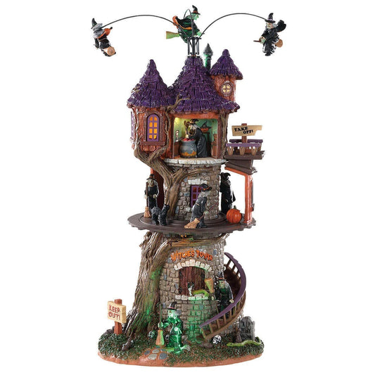 2018 Lemax Animated Halloween Figurine 6.10 x 5.12 x 11.69 Inches Polyresin Plastic Blend Multi-Color Witches Tower With Motion And Sound