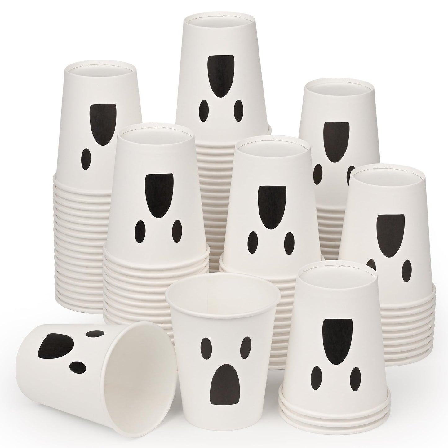 100Pcs Halloween Paper Cups Halloween Ghost Cups 9oz Halloween White Ghost Disposable Cups Halloween Party Cups Supplies for Hot and Cold Beverage Water Juice Coffee Halloween Party …