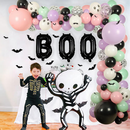 Halloween Balloon Arch Baby Showers Decorations, Halloween Balloons with Bats Stickers for Halloween Decorations Halloween Baby Shower Supplies