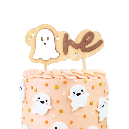 Wooden Spooky One Cake Topper - Halloween 1st Birthday Party Decorations,The Spooky One Birthday Decor,Ghost First Birthday Cake Smash (spooky topper)