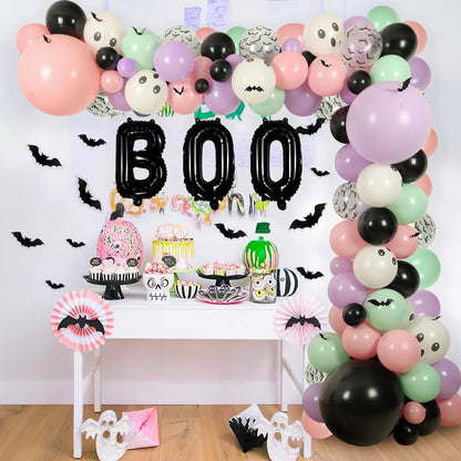 Halloween Balloon Arch Baby Showers Decorations, Halloween Balloons with Bats Stickers for Halloween Decorations Halloween Baby Shower Supplies