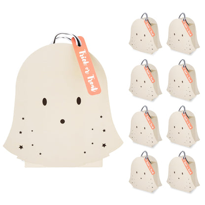 Cheerland Halloween Party Favor Bags Cute Ghost Shaped Paper Gift Bag Trick or Treat Bag for Spooky Theme Birthday Cosplay Halloween Goodie Bags Party Supplies - Pack of 8