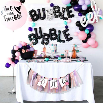 Halloween Ghost Birthday High Chair Banner - Pink Cute Ghost 1st Birthday Banner, 1st Birthday Ribbon Banner, Pink and Black Tutu Girls Baby Decoration, Smash Cake Photo Prop, Spooky One-Boo Day