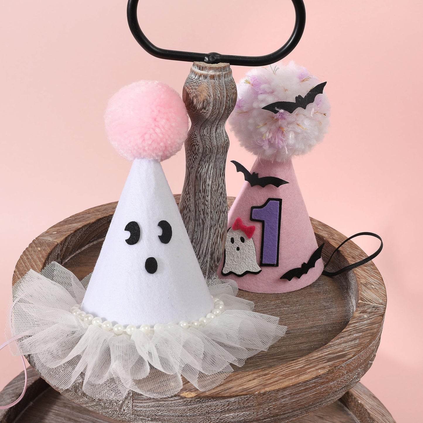 Agkvw Halloween Ghost Birthday Hat for Girls - Pink Ghost Tulle Birthday Hat, Cute Halloween Birthday Decor, Spook One 1st Birthday Hat, Two Spooky Birthday Decoration for Girls