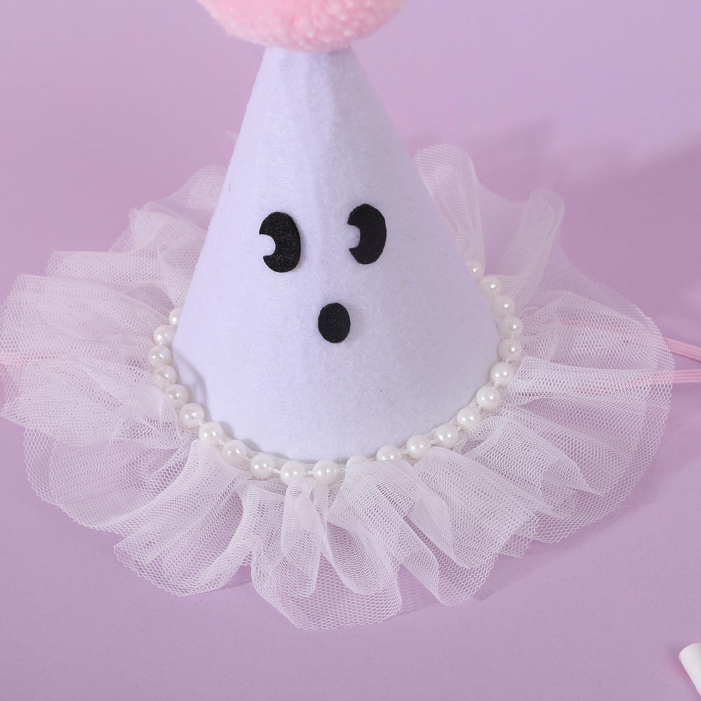 Agkvw Halloween Ghost Birthday Hat for Girls - Pink Ghost Tulle Birthday Hat, Cute Halloween Birthday Decor, Spook One 1st Birthday Hat, Two Spooky Birthday Decoration for Girls