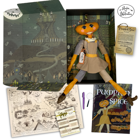 Handmade Heirloom Pumpkin Halloween Collectible Children's Fabric Luxury Toy Doll, Limited Edition