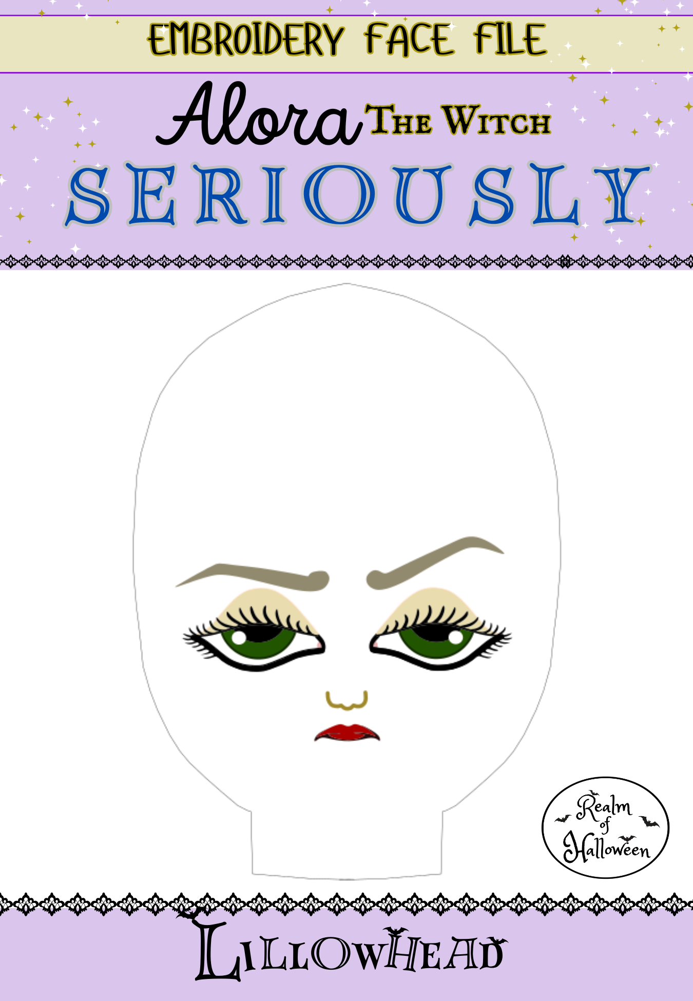 SERIOUSLY:  Alora Emotion Face Embroidery File