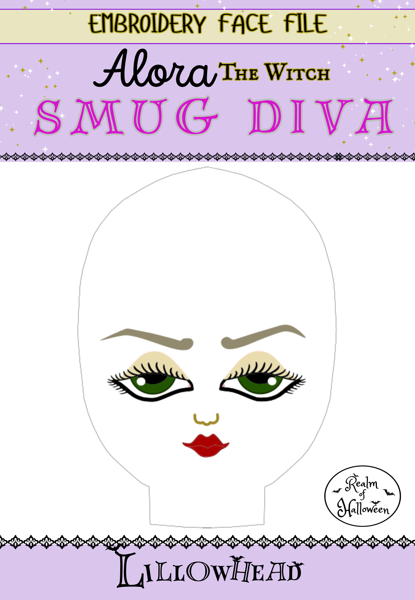 SMUG DIVA:  Alora Emotion Face Embroidery File