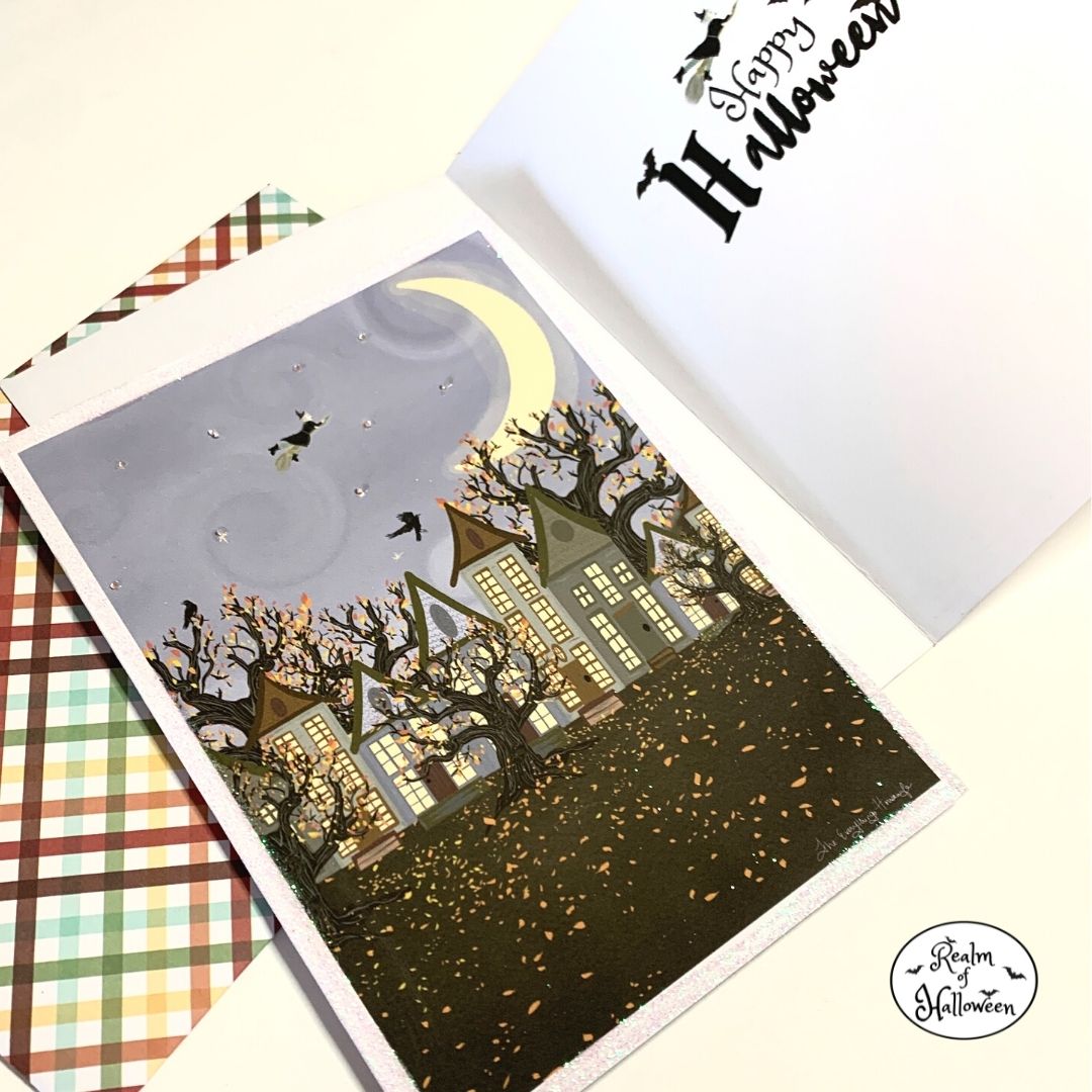 “Happy Halloween, Witch Fall Scene” Greeting Card (5”x7”)