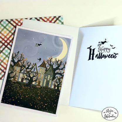 “Happy Halloween, Witch Fall Scene” Greeting Card (5”x7”)