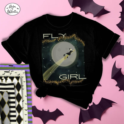 Fly Girl Witch, Halloween T-Shirt Witch flying
