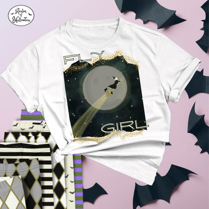 Fly Girl Witch, Halloween T-Shirt Witch flying