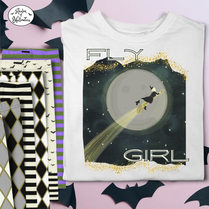 Fly Girl Witch T-Shirt Halloween