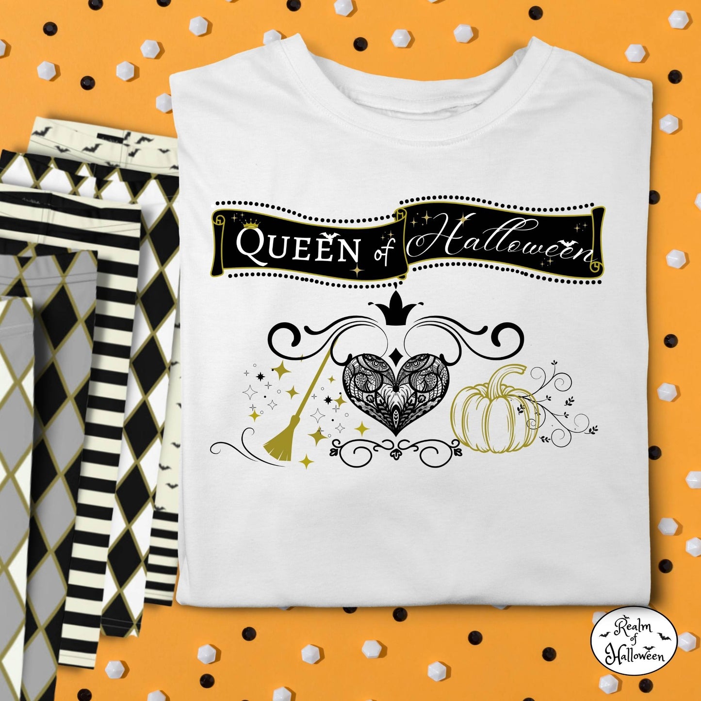 Queen of Halloween YOUTH SIZE White T-Shirt, from the Realm of Halloween