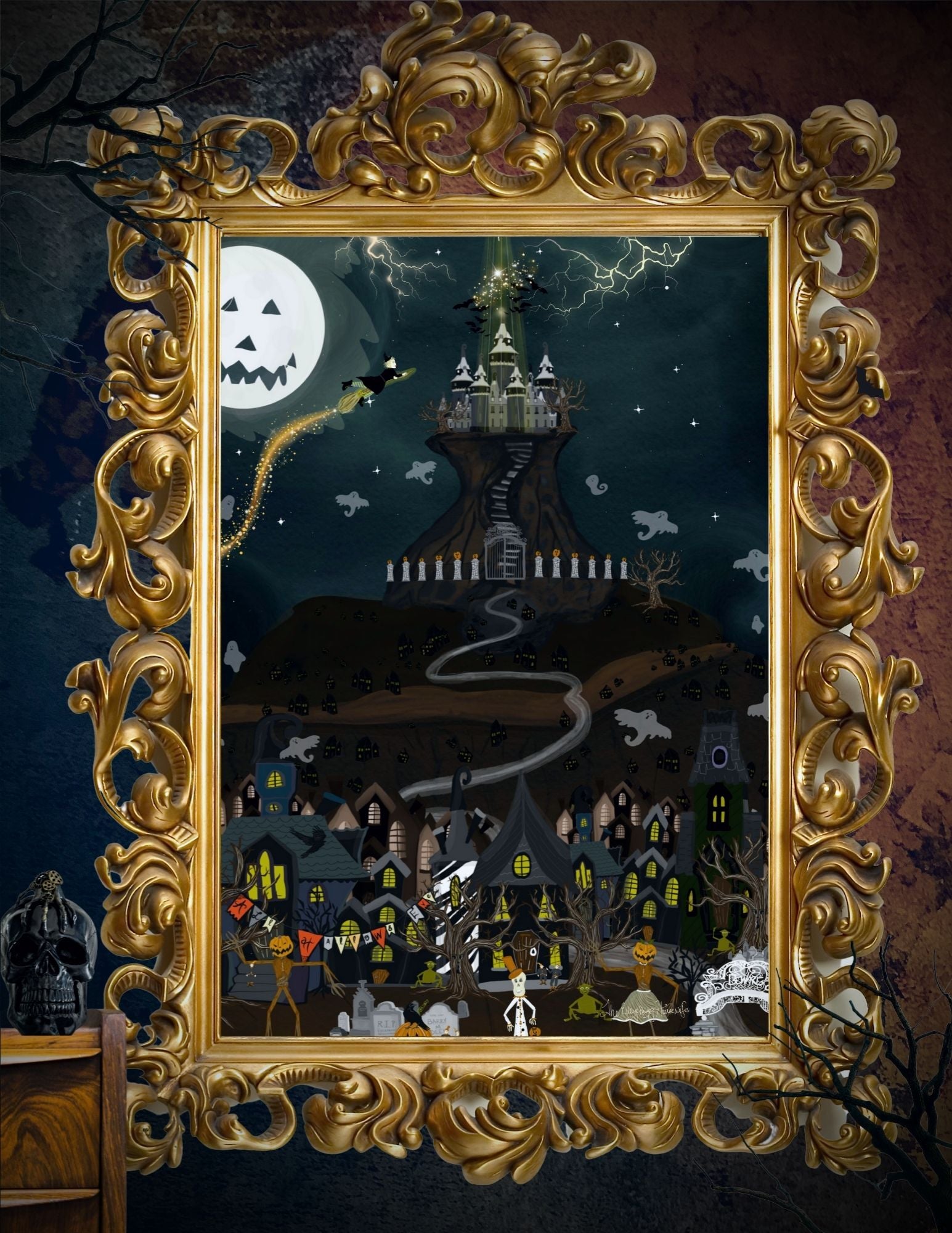 halloween art kids oversized realm of halloween spooky castle