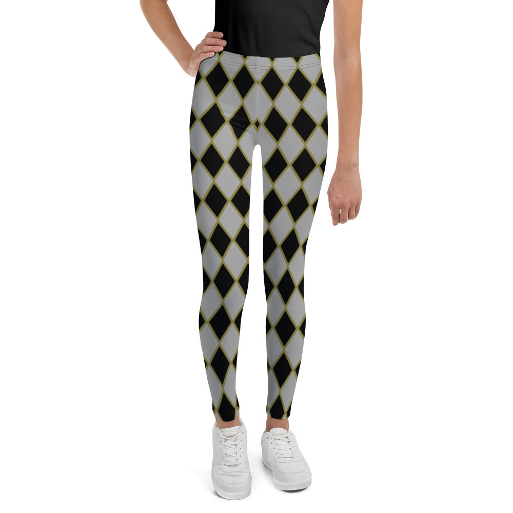 Gray and Black Harlequin Leggings Youth Size