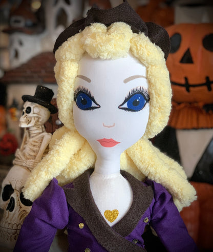 Handmade Heirloom Elouise Pirate Halloween Collectible Children's Fabric Luxury Toy Doll, Limited Edition